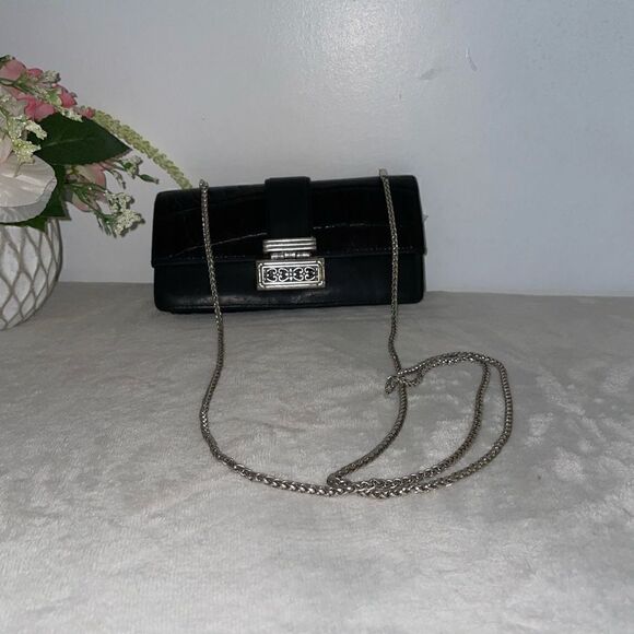 Brighton Leather Crossbody Wallet on Chain Black Small - Picture 1 of 13